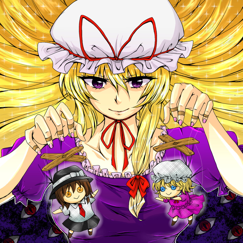 yakumo yukari, usami renko, and maribel hearn (touhou) drawn by hajimakura