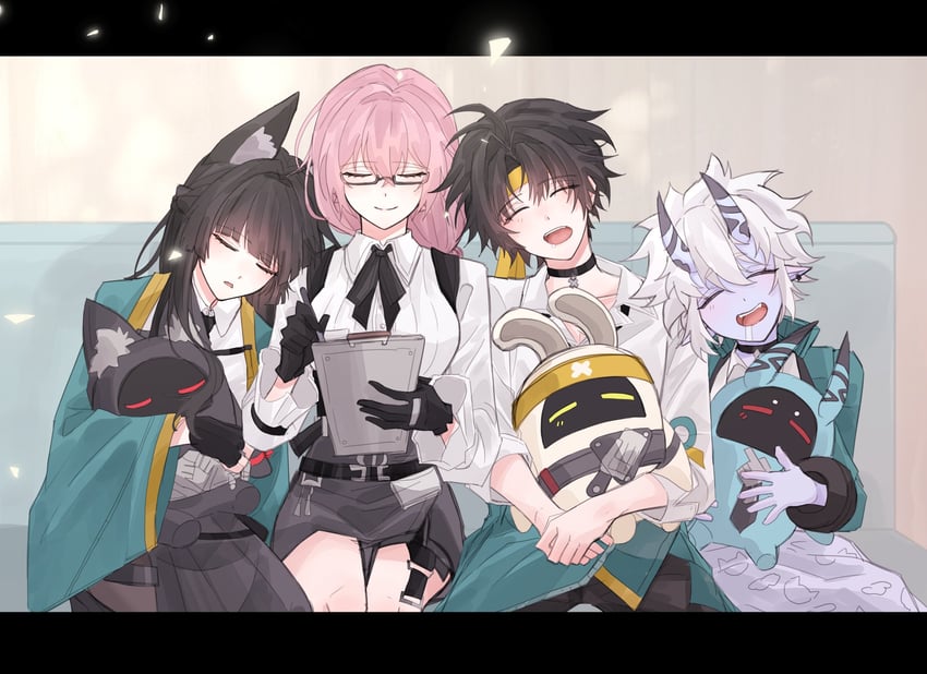 hoshimi miyabi, tsukishiro yanagi, soukaku, asaba harumasa, asaboo, and 2 more (zenless zone zero) drawn by zzz_ak
