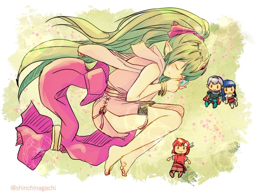 tiki, marth, caeda, and xane (fire emblem and 1 more) drawn by nishimura_(shinchinagachi)