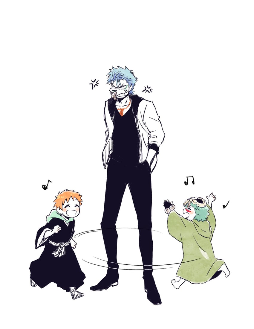 nelliel tu odelschwanck, grimmjow jaegerjaquez, and kurosaki kazui (bleach and 1 more) drawn by choko_egg