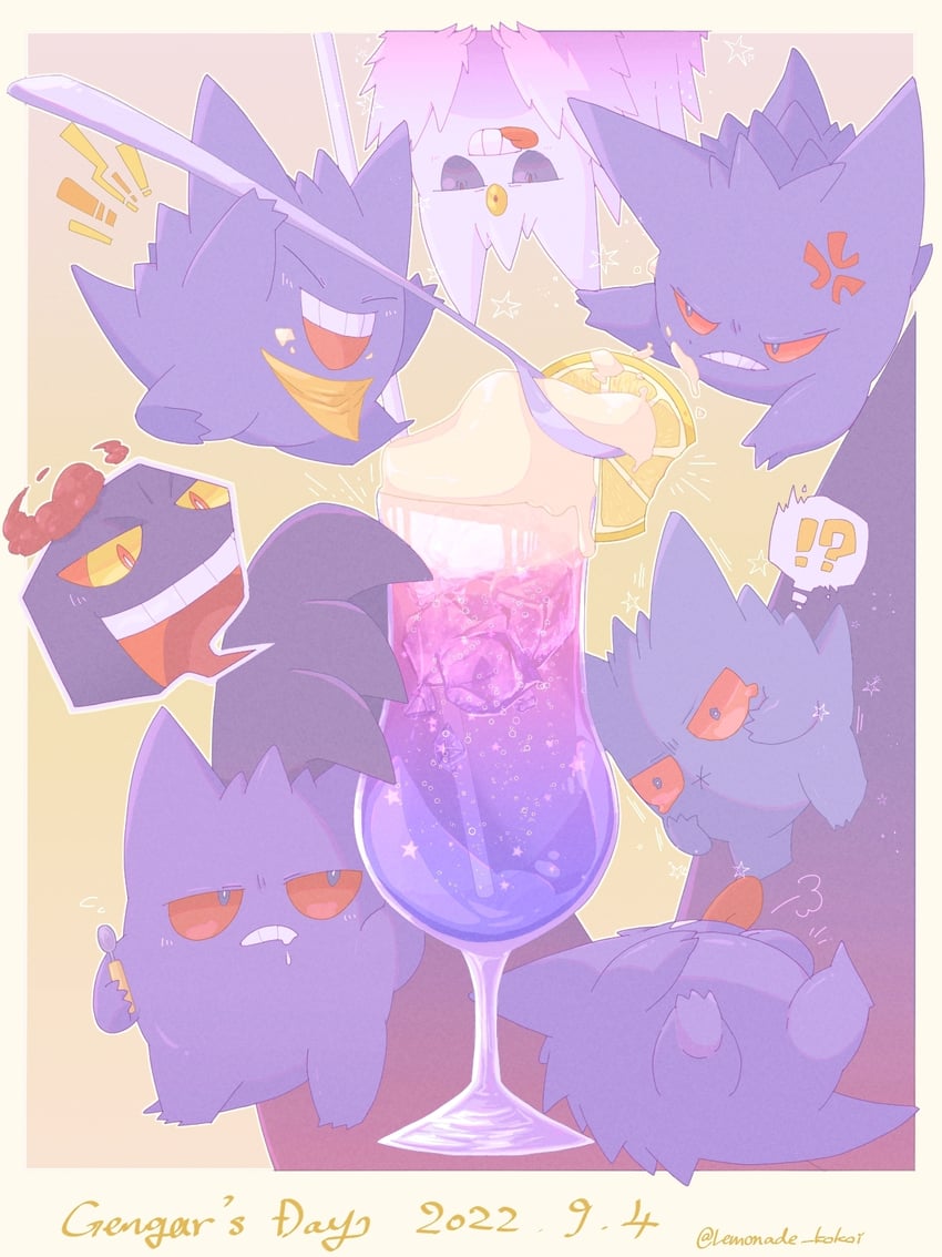 gengar, mega gengar, and gigantamax gengar (pokemon) drawn by lemonade_kokoi