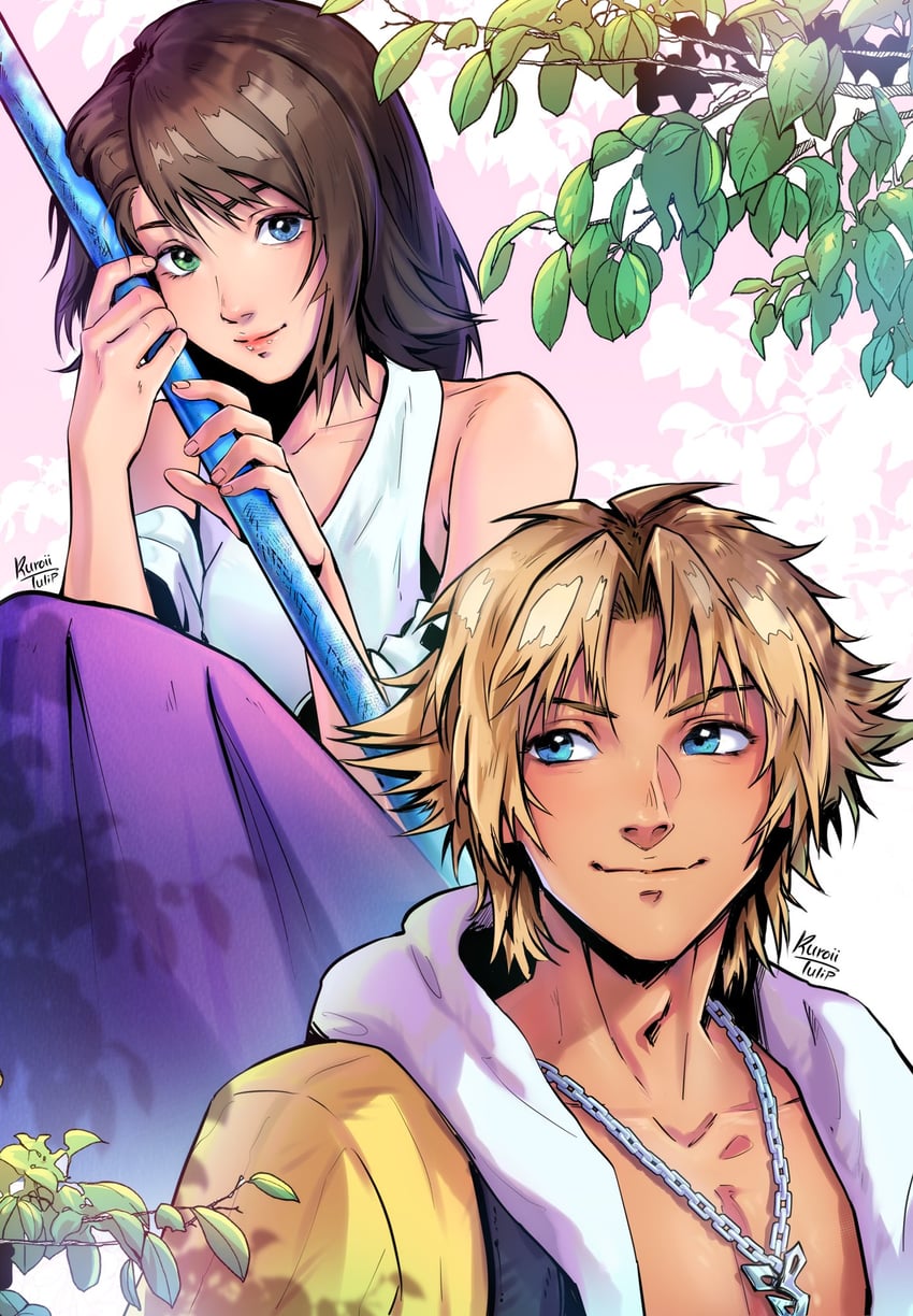 yuna and tidus (final fantasy and 1 more) drawn by kuroiitulip