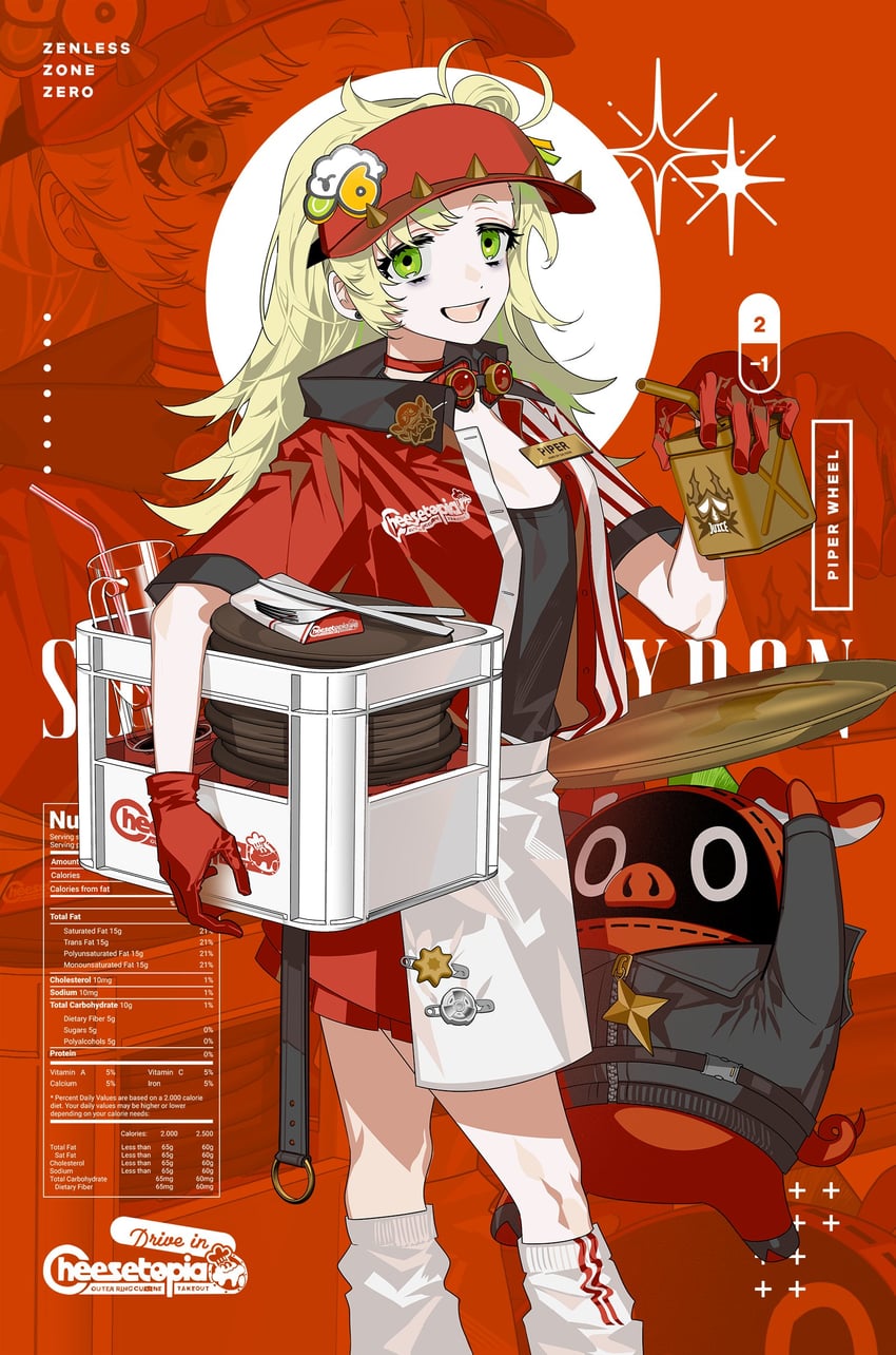 piper wheel and red moccus (zenless zone zero) drawn by mzet
