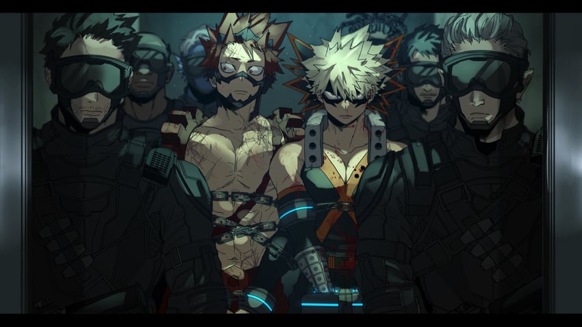 bakugou katsuki and kirishima eijiro (boku no hero academia) drawn by scallopojisan