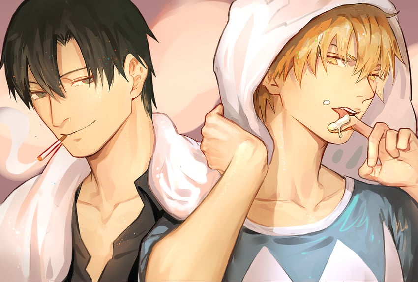 ye xiu and huang shaotian (quanzhi gaoshou) drawn by akumey