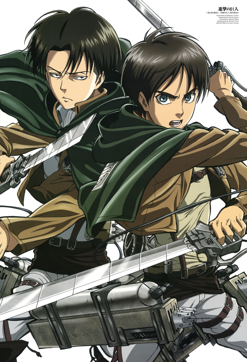 eren yeager and levi (shingeki no kyojin) drawn by tomita_megumi