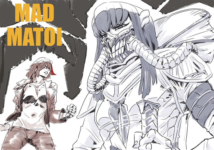 matoi ryuuko, kiryuuin satsuki, max rockatansky, and immortan joe (kill la kill and 2 more) drawn by archvermin