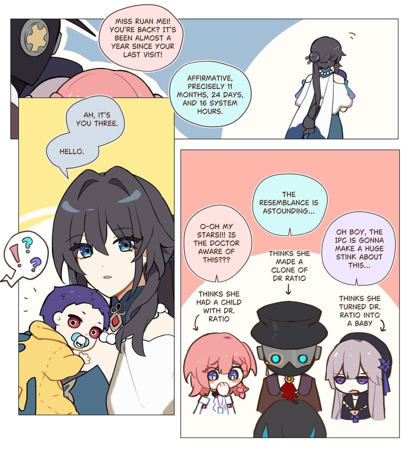 herta, ruan mei, asta, and screwllum (honkai and 1 more) drawn by sgrimp
