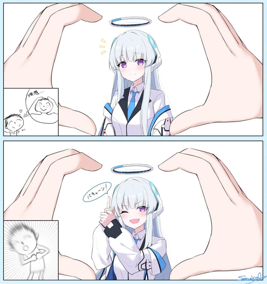 sensei, doodle sensei, and noa (blue archive) drawn by sazamiso_rx