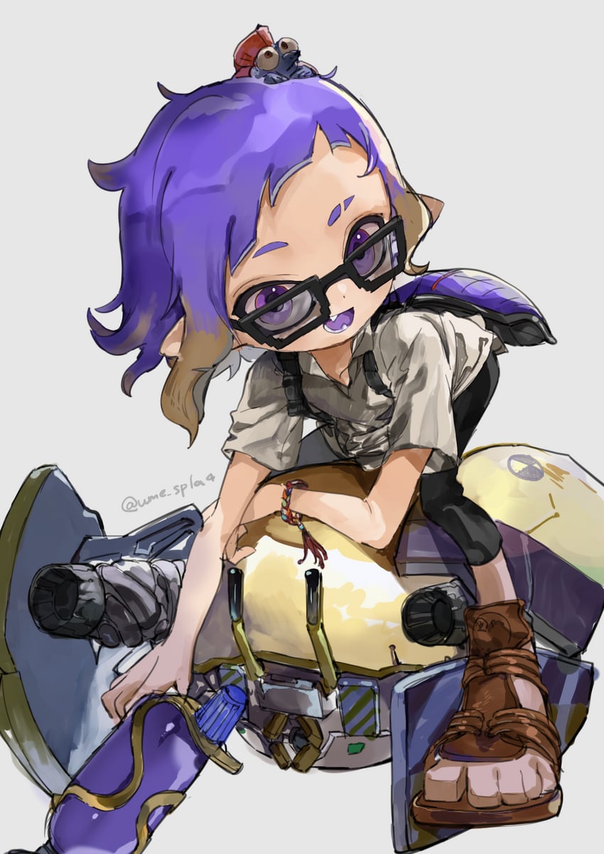 inkling player character, inkling girl, and smallfry (splatoon and 1 more) drawn by ume_(plumblossom)