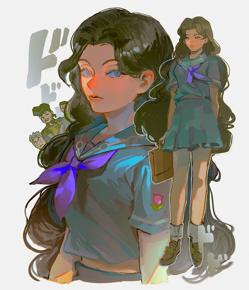 higashikata josuke, nijimura okuyasu, hirose koichi, and yamagishi yukako (jojo no kimyou na bouken and 1 more) drawn by uu0000322