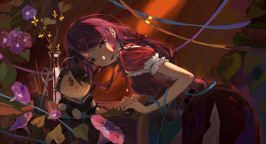 senjougahara hitagi and araragi koyomi (monogatari) drawn by ahriii