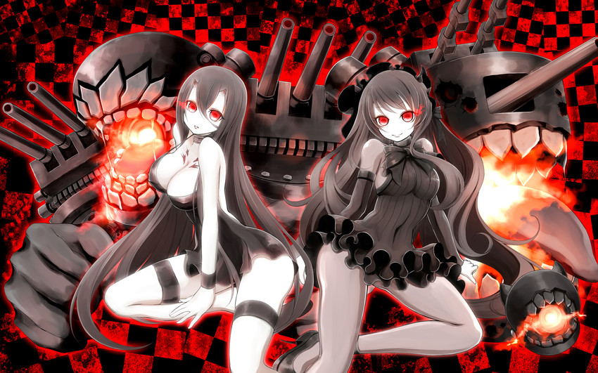 battleship princess and isolated island oni (kantai collection) drawn by nekovi