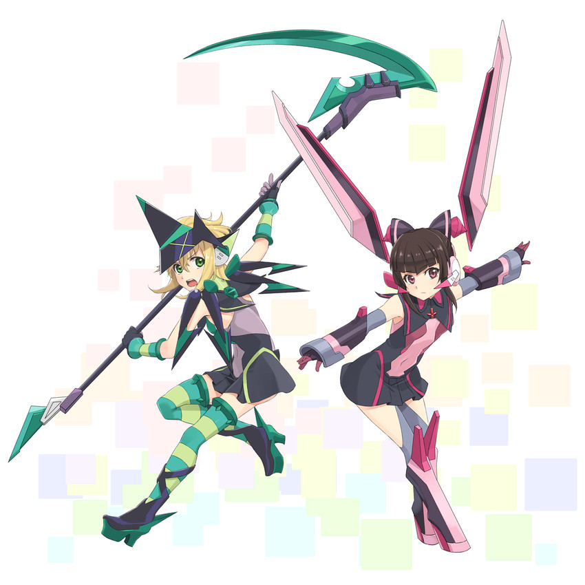akatsuki kirika and tsukuyomi shirabe (senki zesshou symphogear) drawn by oitsuki_(getsumen_diver)