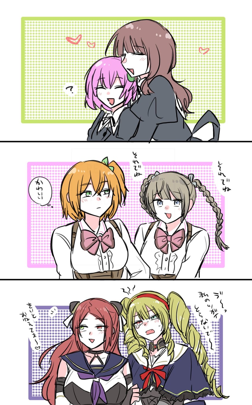 shiba tomoshibi, hitotsuyanagi riri, kaede johan nouvel, kishimoto lucia raimu, amamiya sophia seren, and 1 more (assault lily) drawn by yamada_(ymdgrak)