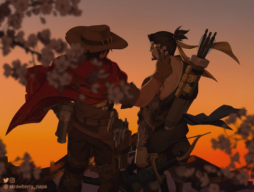 cassidy and hanzo (overwatch and 1 more) drawn by strawberry_napa