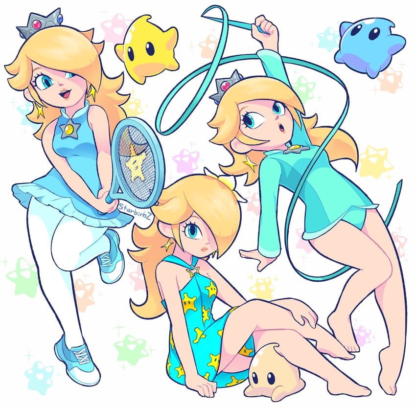 rosalina, luma, blue luma, and baby luma (mario and 6 more) drawn by starbirbz