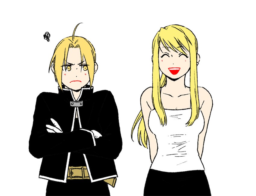 edward elric and winry rockbell (fullmetal alchemist) drawn by hanayama_(inunekokawaii)