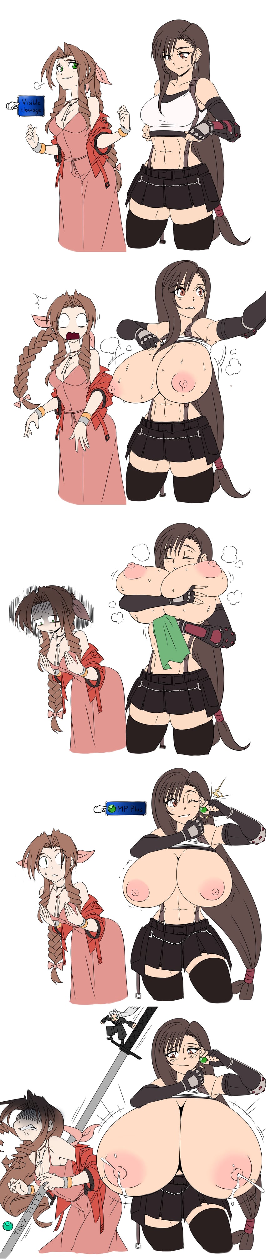 tifa lockhart, aerith gainsborough, and sephiroth (final fantasy and 2 more) drawn by matsu-sensei