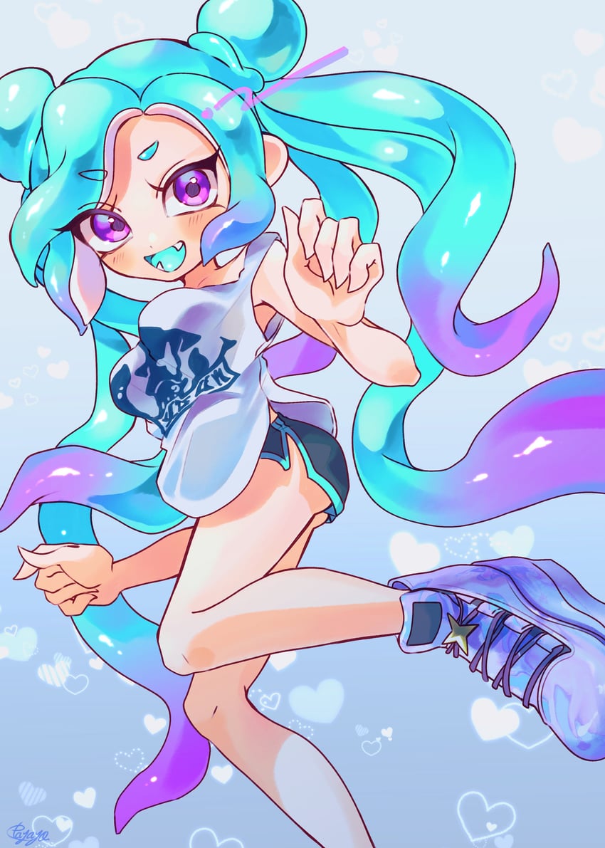 octoling player character and octoling girl (splatoon and 1 more) drawn by payayo884