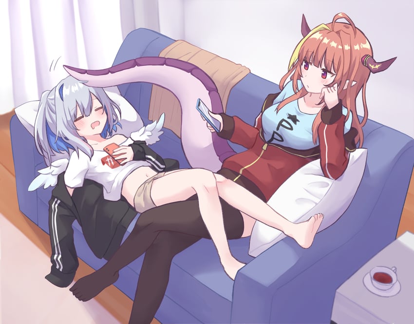 amane kanata and kiryu coco (hololive) drawn by hitsuji_nata