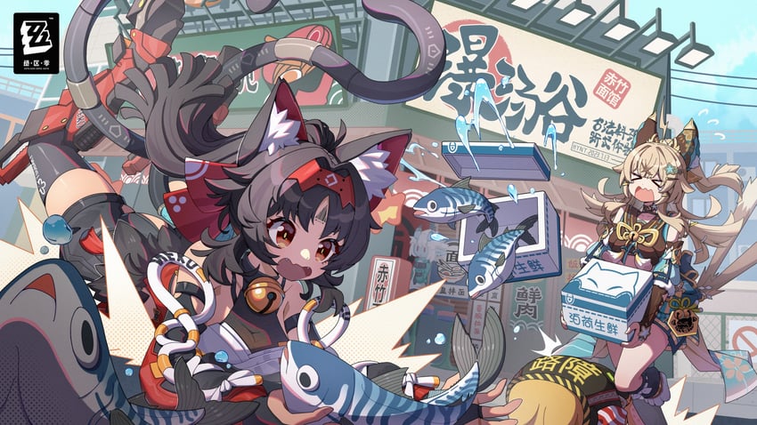 kirara, soukaku, and nekomiya mana (genshin impact and 2 more) drawn by hyny