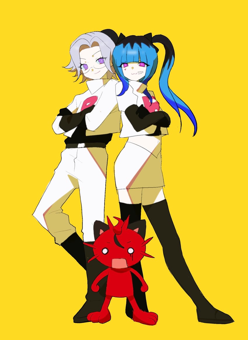 jessie, james, meowth, aotsuki eito, sumino takumi, and 1 more (pokemon and 1 more) drawn by y67204593527301