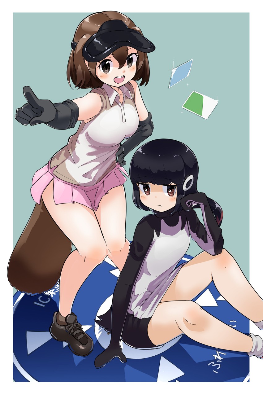 adelie penguin and platypus (kemono friends) drawn by iwa_(iwafish)