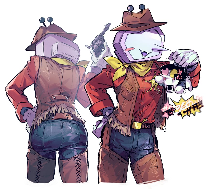ant tenna and spamton g. spamton (deltarune) drawn by fuji_den_fujiko