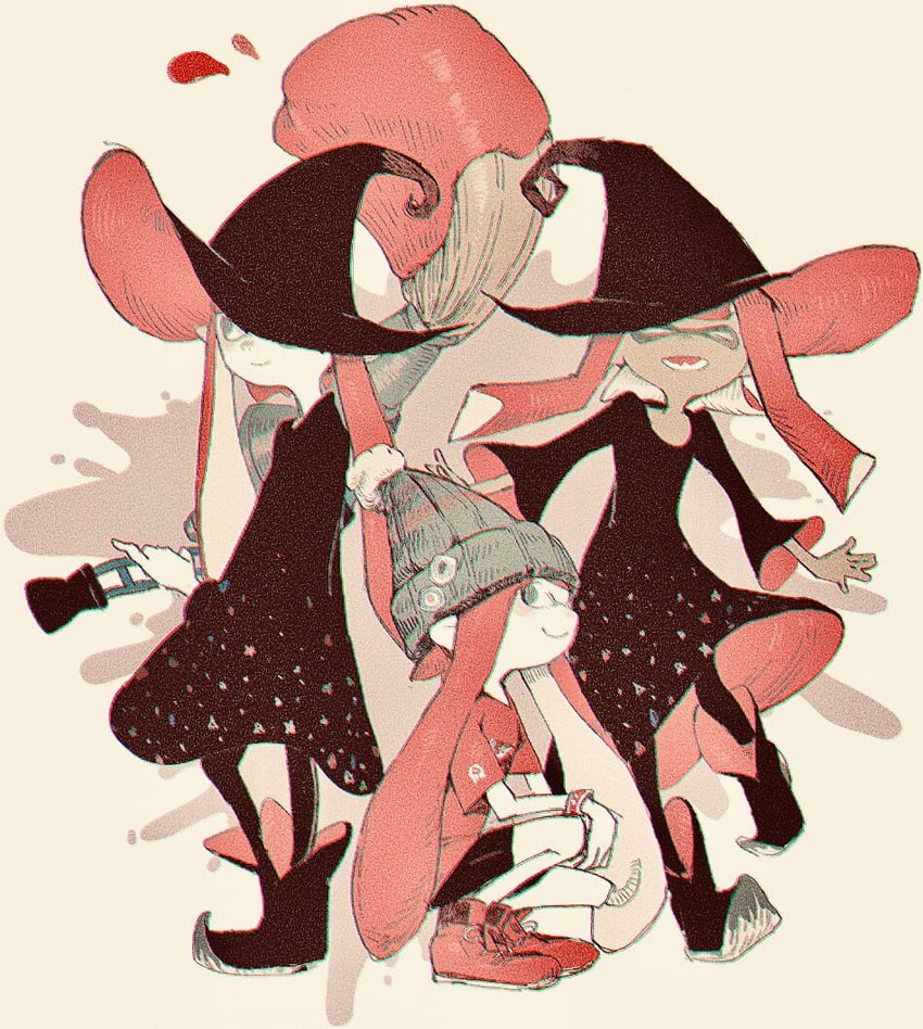 inkling player character and inkling girl (splatoon) drawn by shima_(5p6p7p)