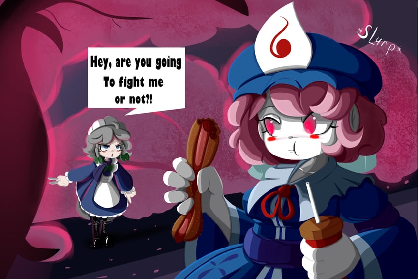 izayoi sakuya and saigyouji yuyuko (touhou and 1 more) drawn by rossi01