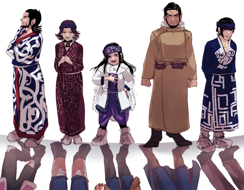 sugimoto saichi, tanigaki genjirou, asirpa, shiraishi yoshitake, kiroranke, and 5 more (golden kamuy) drawn by skbfi5o