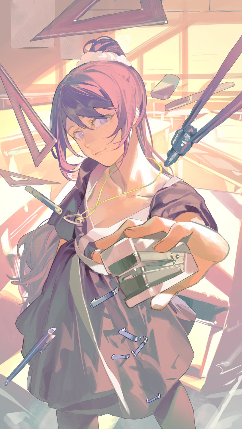 senjougahara hitagi (monogatari and 1 more) drawn by omurice_(304975636)