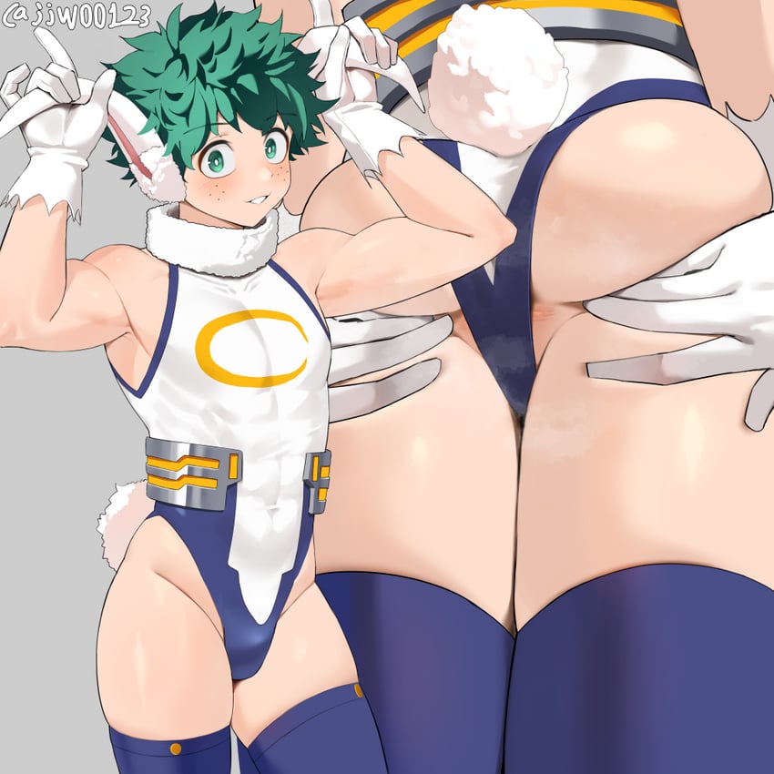 midoriya izuku and mirko (boku no hero academia) drawn by g1_(jjw00123)