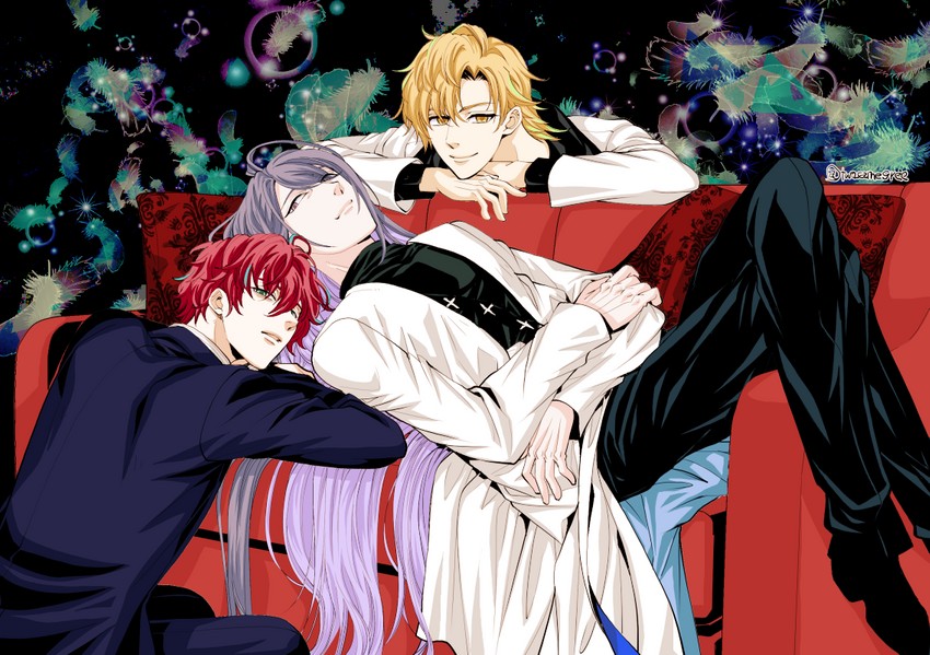 kannonzaka doppo, jinguji jakurai, and izanami hifumi (hypnosis mic) drawn by higashiyama_kazuko