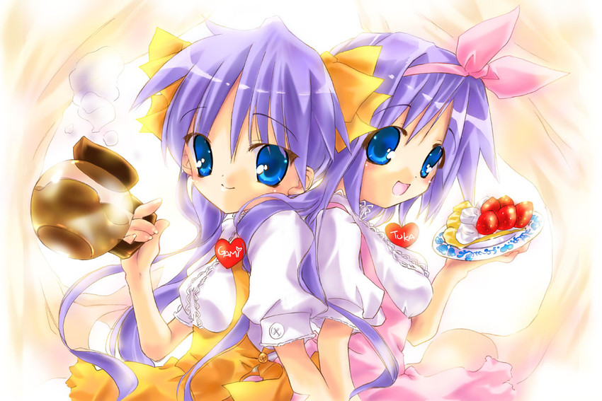 hiiragi kagami and hiiragi tsukasa (lucky star) drawn by nyanmilla