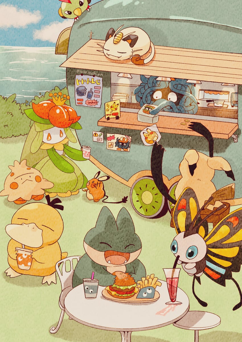 pikachu, mimikyu, meowth, psyduck, dedenne, and 6 more (pokemon) drawn by zozozoshion
