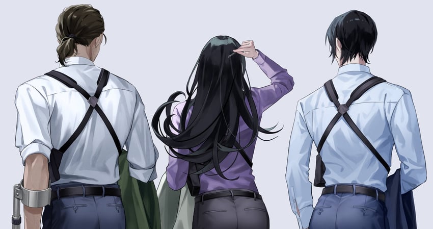 morofushi takaaki, uehara yui, and yamato kansuke (meitantei conan) drawn by okayu_idol