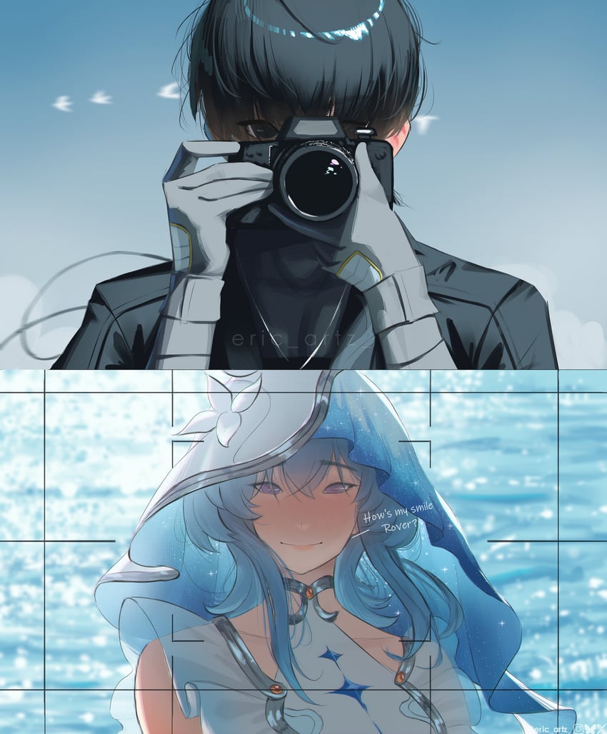 rover, male rover, and shorekeeper (wuthering waves) drawn by eric_tran