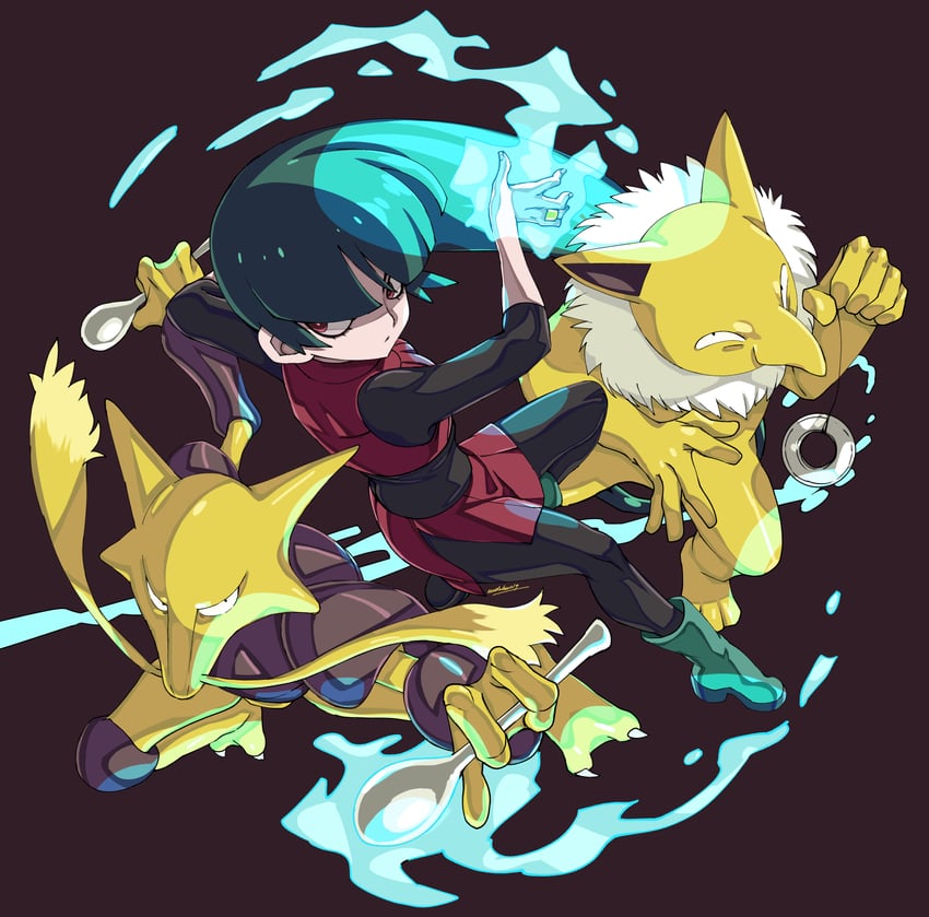 sabrina, hypno, and alakazam (pokemon and 1 more) drawn by eudetenis