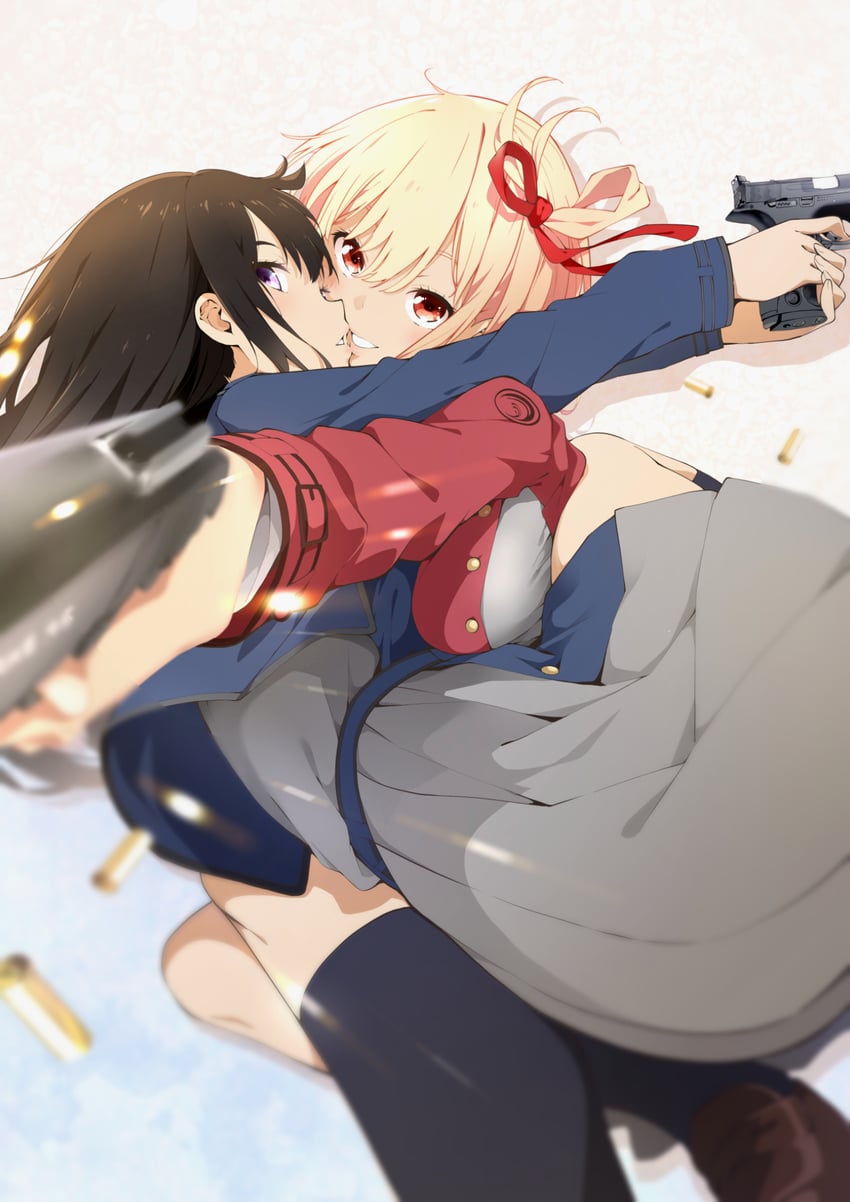 nishikigi chisato and inoue takina (lycoris recoil) drawn by hayashi_(l8poushou)