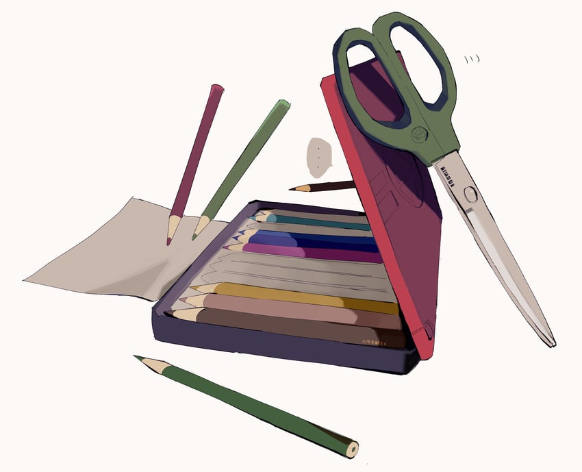 scissors and colored pencils (mario and 2 more) drawn by higa423
