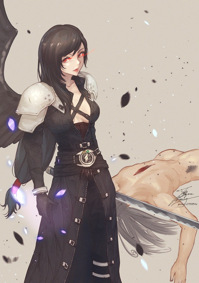 tifa lockhart and sephiroth (final fantasy and 2 more) drawn by fadingz