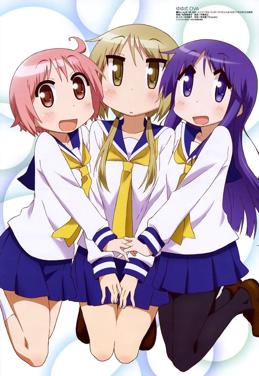 ichii yui, hinata yukari, and nonohara yuzuko (megami magazine and 1 more) drawn by matsuo_akiko