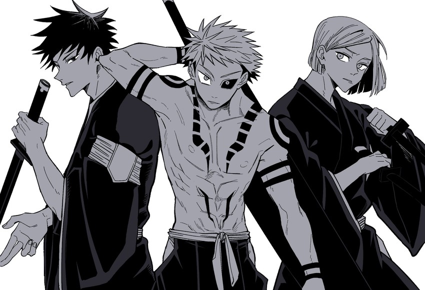 itadori yuuji, fushiguro megumi, and kugisaki nobara (jujutsu kaisen and 1 more) drawn by werty_0w0