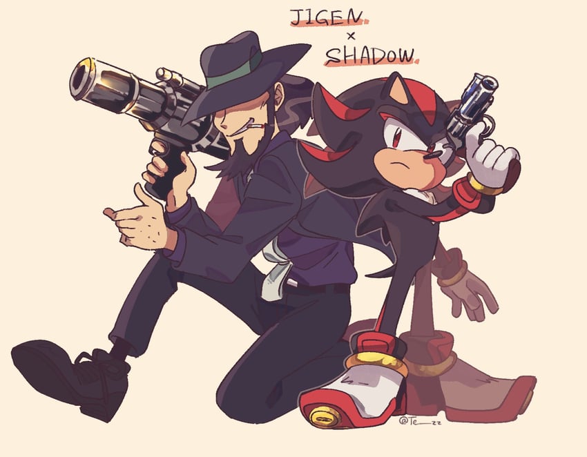 shadow the hedgehog and jigen daisuke (sonic and 1 more) drawn by tezz