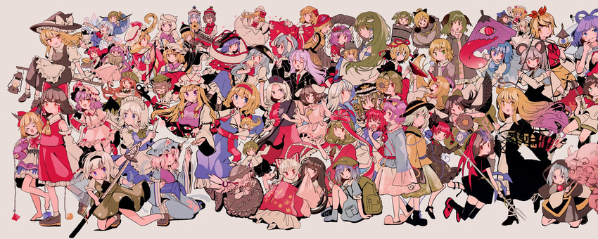 hakurei reimu, kirisame marisa, remilia scarlet, flandre scarlet, izayoi sakuya, and 61 more (touhou and 9 more) drawn by tamagogayu1998