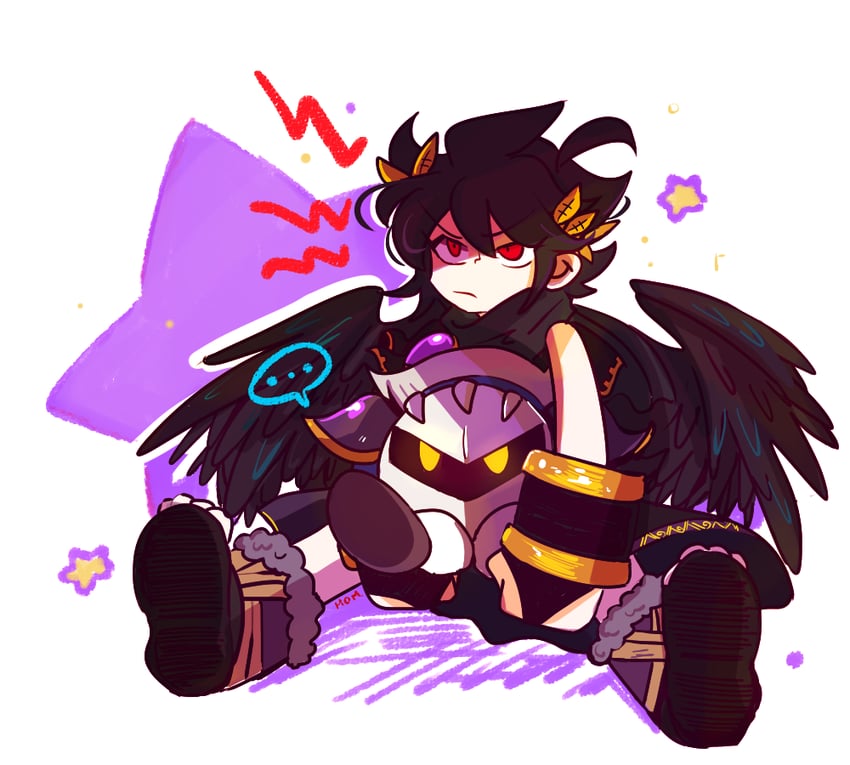 meta knight and dark pit (kirby and 3 more) drawn by homriette