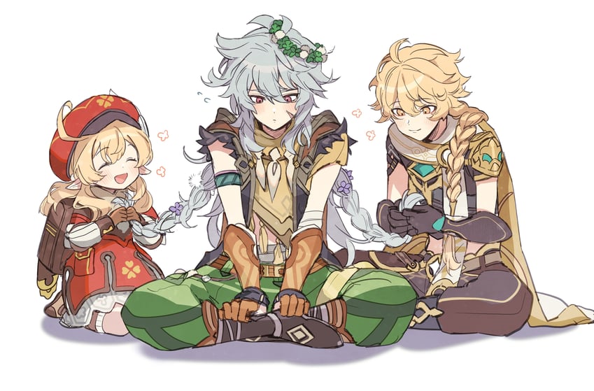 aether, klee, and razor (genshin impact) drawn by daenarys