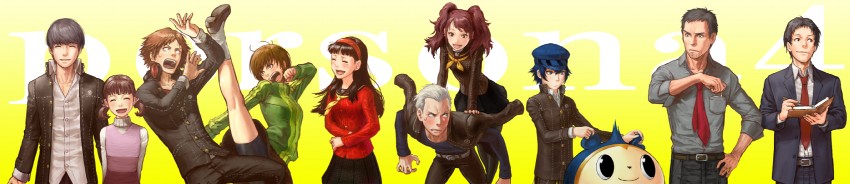 narukami yu, shirogane naoto, satonaka chie, kujikawa rise, amagi yukiko, and 6 more (persona and 1 more) drawn by ikeda_(cpt)